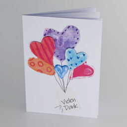 3-D Karte A6 "Ballon" blau-rot