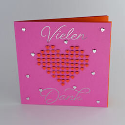 3-D Karte "Vielen herzlichen Dank" pink