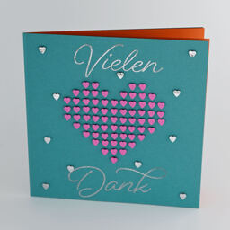 3-D Karte "Vielen herzlichen Dank" türkis