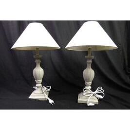 Maison du Monde Tischlampen Grau mit Ecru Lampenschirm 2 Stk.