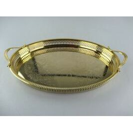 Karlshamn Schweden ovales goldfarbenes Serviertablett