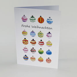 Weihnachtskarte A5 "Frohe Weihnachten" Kugeln