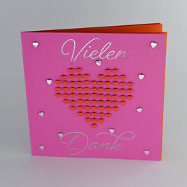 3-D Karte "Vielen herzlichen Dank" pink