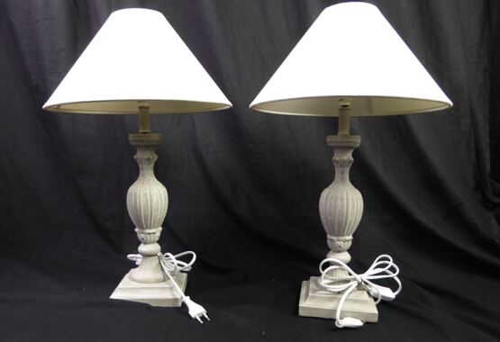 Maison du Monde Tischlampen Grau mit Ecru Lampenschirm 2 Stk.