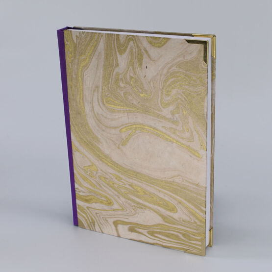 Notizbuch A5 "Marmoriert Gold" Stoffrücken
