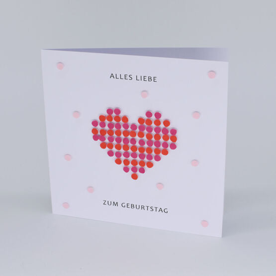 3-D Karte "Herz" pink/rot