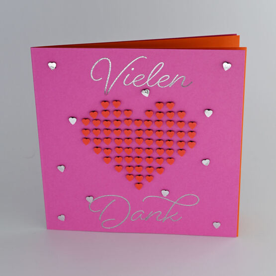 3-D Karte "Vielen herzlichen Dank" pink