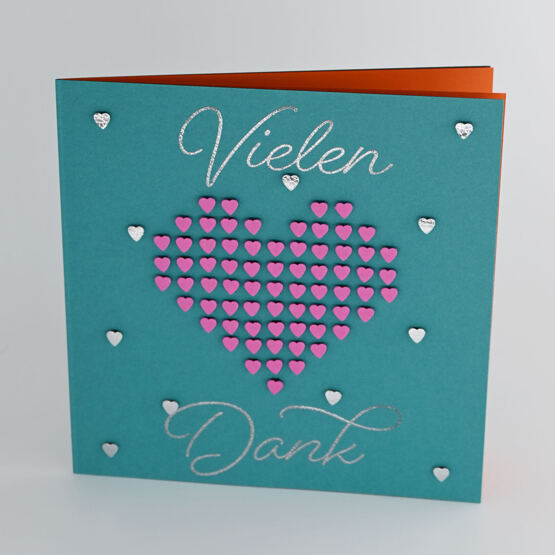 3-D Karte "Vielen herzlichen Dank" türkis